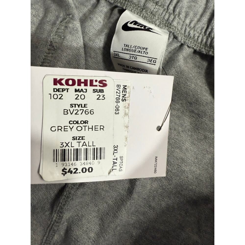 NWT Nike Club Fleece Pants BV2766 Grey 3XL Tall Standard Fit Straight Leg - Picture 10 of 12
